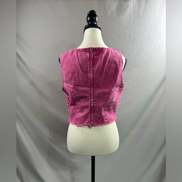 Hot Distressed Pink Denim Top - Picture 6 of 8